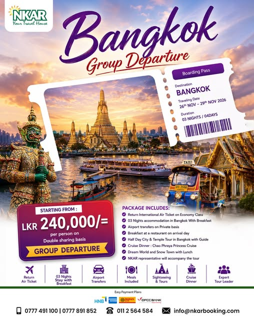 Bangkok Group Tour 2026 – 4 Days | From LKR 240,000